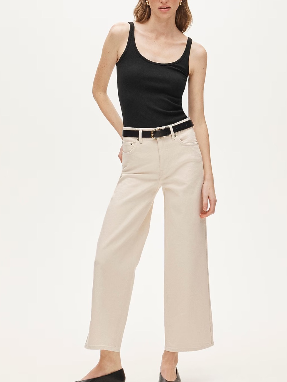 J Crew Ecru Everyday Wide-Leg Ankle Jean In Semi-Stretch